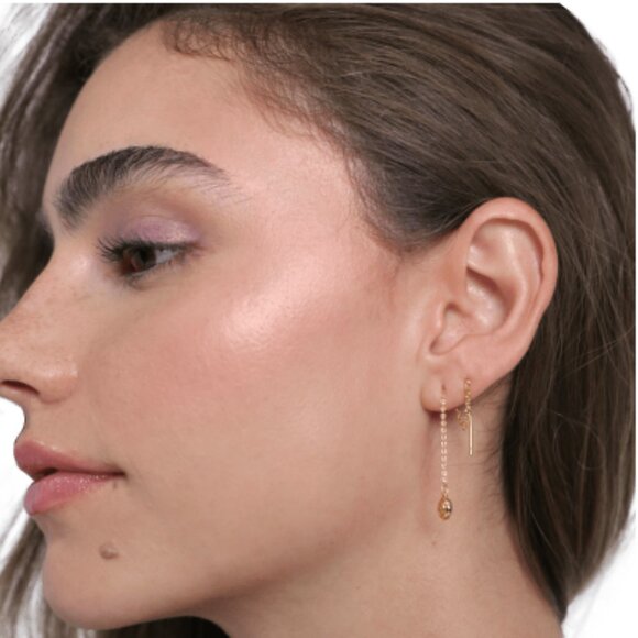 LUV AJ Shell Coil Threader Earring Modern Gold - Picture 9 of 9